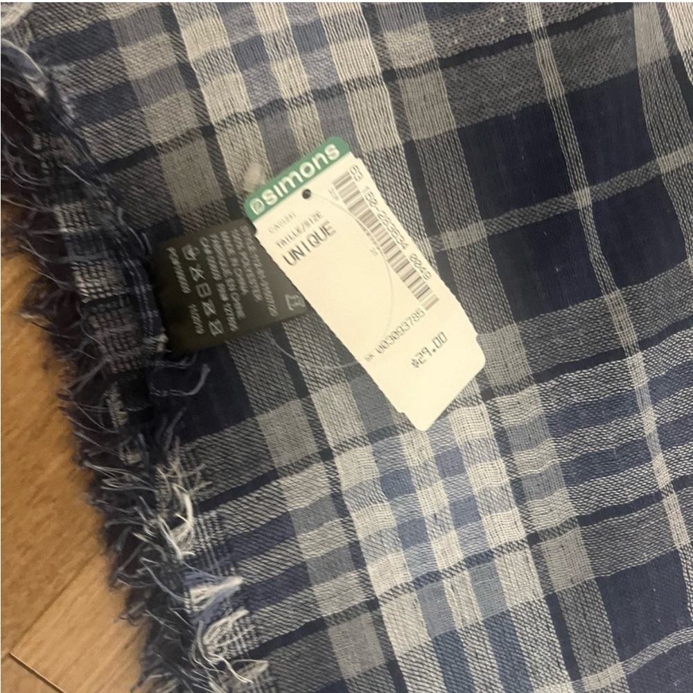 Simons Blue Plaid Scarf